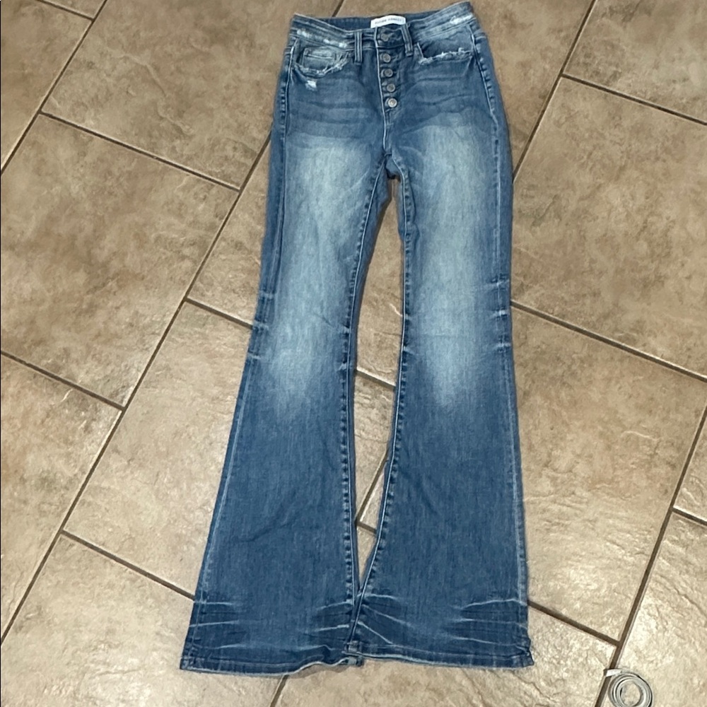 Flying Monkey High Waisted Button Fly Flare Jeans size 26